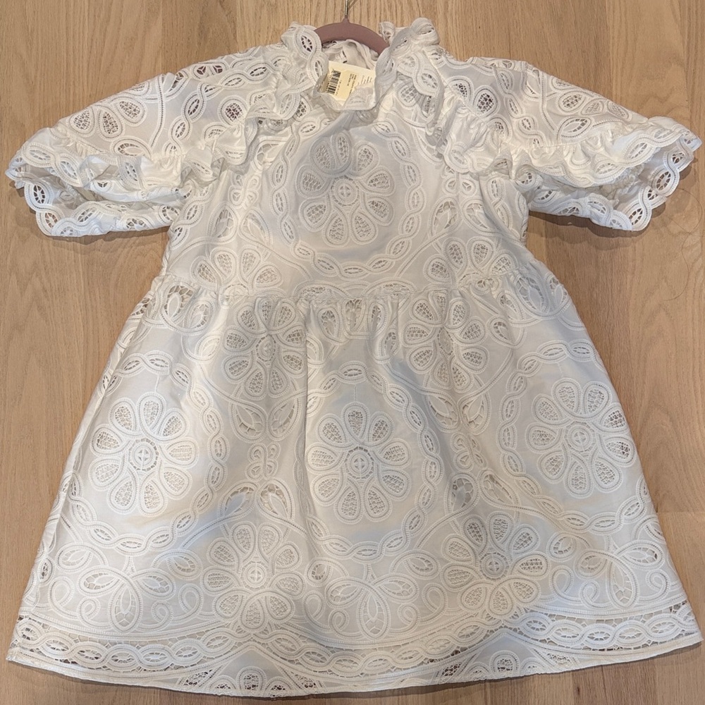 Sezane Ecru Eyelet Lace Ninon Dress